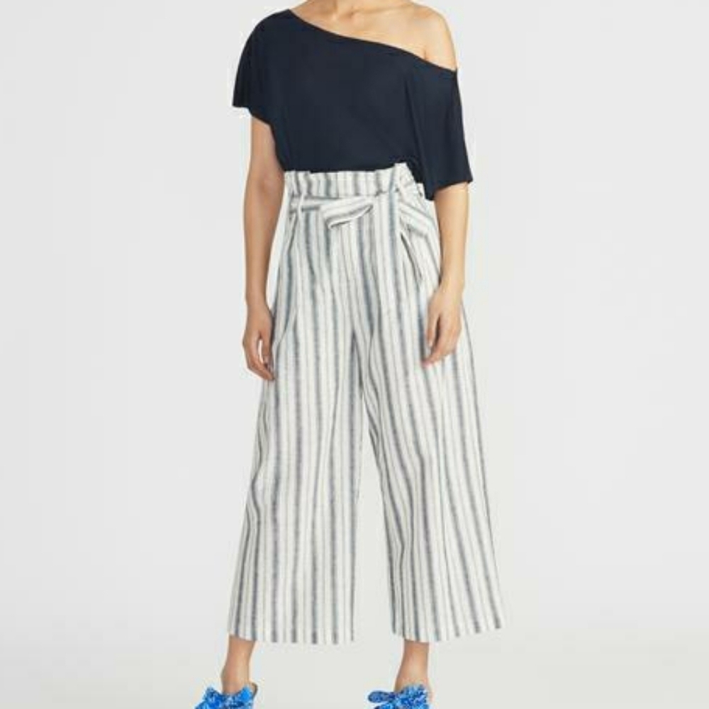 NWT RACHEL Rachel Roy Nancy Paperbag Trouser Navy